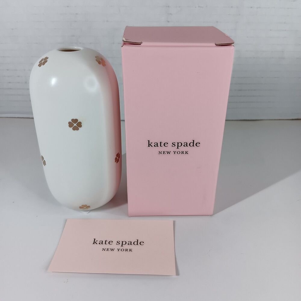 Kate Spade New York Lenox Bud Vase Spade Street White Gold 5 " Inch NIB